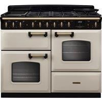 Rangemaster Classic Deluxe 110cm Dual Fuel Rangecooker - Pale Cream + Brass