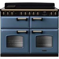 Rangemaster Classic Deluxe BC CLDLB110EIPSTB/AB1 110cm Electric Range Cooker with Induction Hob - Stone Blue / Antique Brass - A/A Rated, Blue