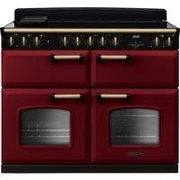 Rangemaster Classic Deluxe BC CLDLB110EIPBOR/AB1 110cm Electric Range Cooker with Induction Hob - Bordeaux / Antique Brass - A/A Rated, Red