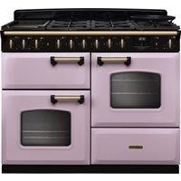 Rangemaster Classic Deluxe 110 CLDLO110DFPHTH/AB1 110cm Dual Fuel Range Cooker with Gas Hob - Heather / Chrome - A Rated, Purple