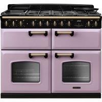 Rangemaster Classic Deluxe 110 CLDLB110DFPHTH/AB1 110cm Dual Fuel Range Cooker with Gas Hob - Heather / Antique Brass - A/A/A Rated, Purple