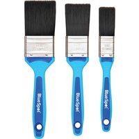 Blue Spot Tools 36011 3 Piece Synthetic Paint Brush Set with Soft Grip Handle (1”, 1 ½” and 2”), No Bristle Loss