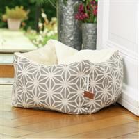 Pet Brands Small Dog Cat Snuggle Bed, Grey Geometric Dog Pet Snuggle Sack with Warm Plush Inner - 45x45x23cm