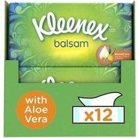 Kleenex Balsam Facial Tissues, Pack of 12 Tissue Boxes (Protective Balm for Cold and Flu Symptoms)