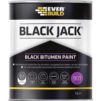 Everbuild Black Jack 901 Bitumen Spray Paint, Black, 1 Litre