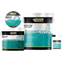 Everbuild EVBAQSKIT45 Aquaseal Tanking Kit Waterproof Wet Room System, Standard (Prime 1 Litre, Membrane 3 Litre, Tape 5m), Clear, 4.5m²