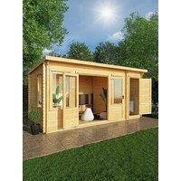 Mercia 5.1m x 2.4mm Pent Log Cabin With Side Shed - 19mm