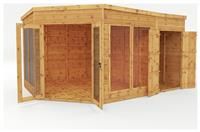Mercia 9' x 13' Premium Corner Summerhouse With Side Shed