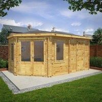 Mercia 5m x 3m Corner Log Cabin Plus Side Shed (44mm) ££ Double Glazed