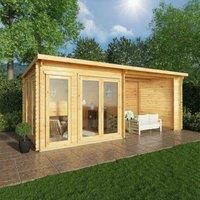 Mercia 6m x 3m Studio Pent Log Cabin With Patio Area (44mm)