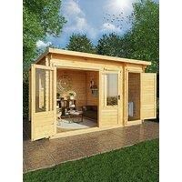 Mercia 4.1x3m 19mm Wall Pent Log Cabin With Side Shed