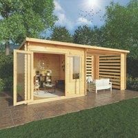 Mercia 6m x 3m Elite Pent Log Cabin With Slatted Area (28mm)