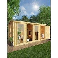 Mercia 4.6x3m 19mm Wall Reverse Apex Log Cabin w/ Side Shed