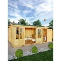 Mercia 5.1x3m 19mm Wall Reverse Apex Log Cabin w/ Side Shed