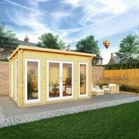 Mercia 4m x 3m Studio Pent Log Cabin (44mm) - White UPVC Windows & Doors