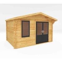 Mercia 4m x 3m Retreat Log Cabin (44mm) - Grey UPVC Windows & Doors
