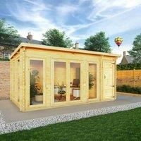 Mercia 5.1m x 3m Studio Pent Log Cabin With Side Shed (28mm)