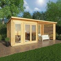Mercia 6m x 3m Studio Pent Log Cabin With Slatted Area (28mm)