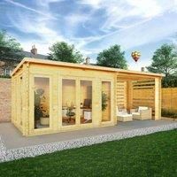 Mercia 7m x 3m Studio Pent Log Cabin With Slatted Area (28mm)
