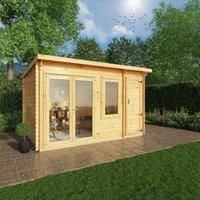 Mercia 4.1m x 3m Elite Pent Log Cabin With Side Shed (28mm)
