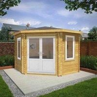 Mercia 3m x 3m Corner Cabin (44mm) - White UPVC Windows & Doors