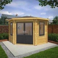 Mercia 3m x 3m Corner Cabin (44mm) - Grey UPVC Windows & Doors