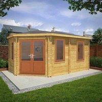 Mercia 5m x 3m Corner Lodge Log Cabin (44mm) - Oak UPVC Windows & Doors