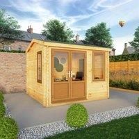 Mercia 3m x 3m Home Office Elite Log Cabin (44mm) - Oak UPVC Windows & Doors