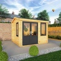 Mercia 3m x 3m Home Office Elite Log Cabin (44mm) - Grey UPVC Windows & Doors