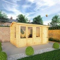 Mercia 4.1m x 3m Home Office Elite Log Cabin With Side Shed (28mm)