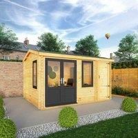 Mercia 4.1m x 3m Home Office Elite Log Cabin (44mm) - White UPVC Windows & Doors