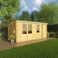 Mercia 5.1m x 4m Home Office Elite Log Cabin With Side Shed (44mm)