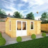 Mercia 5.1m x 4m Home Office Elite Log Cabin (44mm) - Oak UPVC Windows & Doors