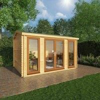 Mercia 4m x 3m Home Office Studio Log Cabin (44mm) - Oak UPVC Windows & Doors