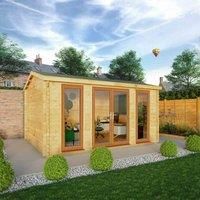 Mercia 4.5m x 3.5m Home Office Studio Log Cabin (44mm)£- Oak UPVC Windows & Doors