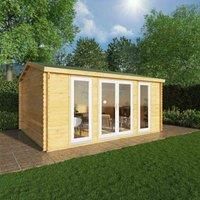 Mercia 5m x 4m Home Office Studio Log Cabin (44mm) - White UPVC Windows & Doors
