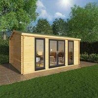 Mercia 5m x 4m Home Office Studio Log Cabin (44mm)£- Grey UPVC Windows & Doors