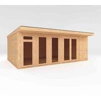 Mercia 6x4m 'Edwinstowe' Insulated Garden Room w/ White UPVC, Brown
