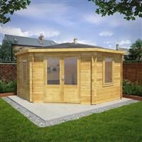 Mercia Corner Cabin - 28mm 4m x 4m Double Glazed in Natural Timber