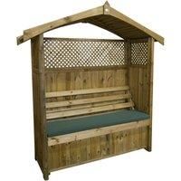 Zest4Leisure Hampshire Wooden Arbour with Storage Box & Green Seat Cushion