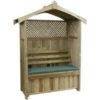 Zest4Leisure Dorset Wooden Arbour with Storage Box & Seat Cushion  Green