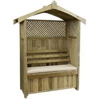 Zest4Leisure Dorset Wooden Arbour with Storage Box & Seat Cushion  Stone