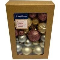 Robert Dyas 50 Pc Mixed Bauble Set - Gold/Champagne