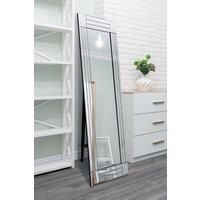 MirrorOutlet Milton All Glass Bevelled Square Corner Cheval Free Standing Mirror 5Ft X 1Ft3 (150 X 40Cm)