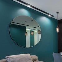 MirrorOutlet All Glass Bevelled Classic Design Round Mirror 120 X 120Cm, Silver