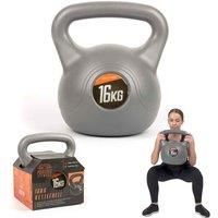 Phoenix Fitness RY972 Vinyl Kettlebell - Heavy Weight Kettle Bell for Strength and Cardio Training, Grey, 16KG