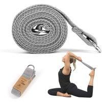 Myga RY1136-2-in-1 Yoga Belt Strap for Stretching and Flexibility - Adjustable Yoga Sling - Yoga Strap for Holding Poses and Physical Therapy - Grey