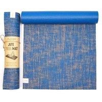 Myga Jute Yoga Mat - Non-Slip Exercise Mat for Yoga, Pilates, Meditation & Fitness - Multipurpose Mat with Carry Strap for Travel - Ideal for Men & Women great for Home Gym & Studio - Blue