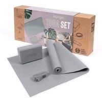 Myga Yoga Starter Set - Yoga Mat, Yoga Block Brick & Metal D-Ring Yoga Strap - Starter Kit for Beginners great for Pilates, Yoga, Stretching, Health & Fitness - Complete Home Studio Set for Gifting