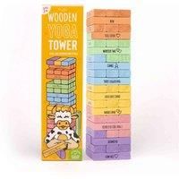 Myga Yoga Tumbling Tower - Kids Wooden Stacking Block Game with 60 Yoga Poses